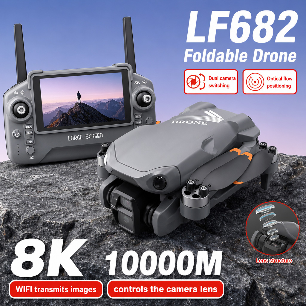 Drone Gimbal Brushless - Dron Aéreo LF682 con Cámaras Duales